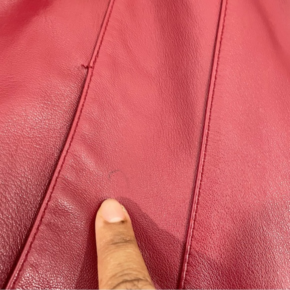 Worthington Genuine Lambskin Leather Jacket Womens XL Red Full Zip - Picture 3 of 11